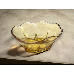 1960s Honey Gold Glass Bowl Anchor Hocking Swedish Modern Vintage MidCentury 60s